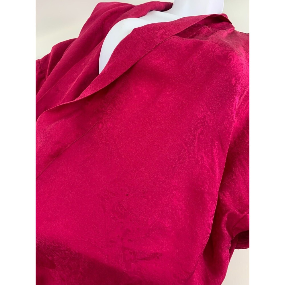 Delicates Vintage Silk Robe Pink Kimono Short Tie Belt Lightweight Brocade Large - Picture 8 of 16